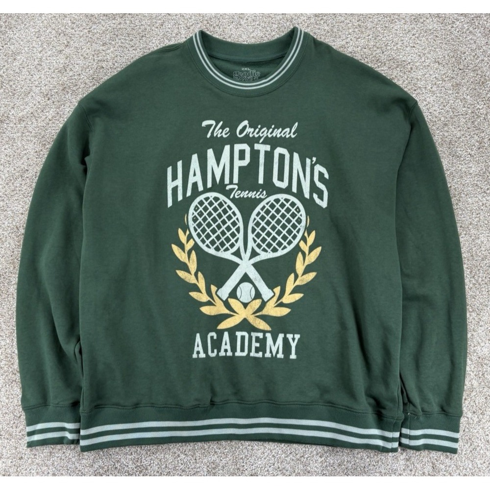 Goodie Two Sleeves Sweatshirt Mens 2XL Green‎ Hamptons Tennis Academy Crewneck